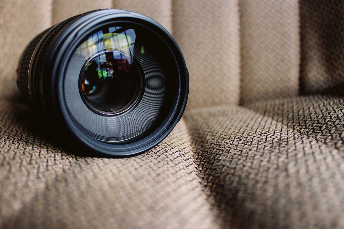 Extreme close-up of a camera lens element